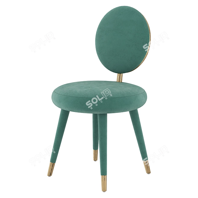 Elegant Sea Blue Velvet Dining Chair 3D model image 5