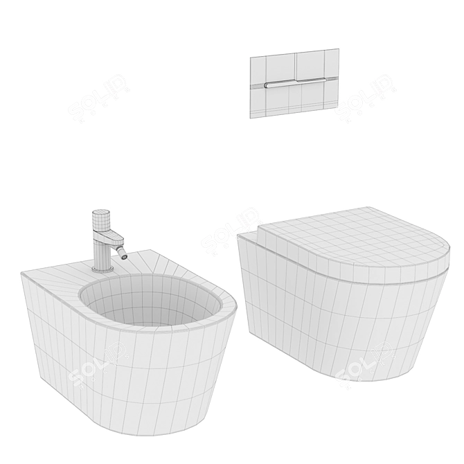Italian Valdama WC/Bidet Set 3D model image 3