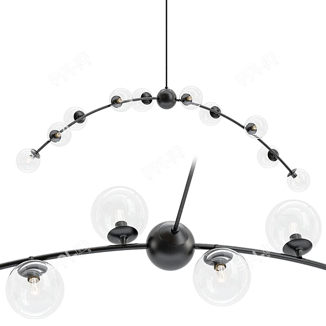 Elegant Arc Linear Chandelier 3D model image 1