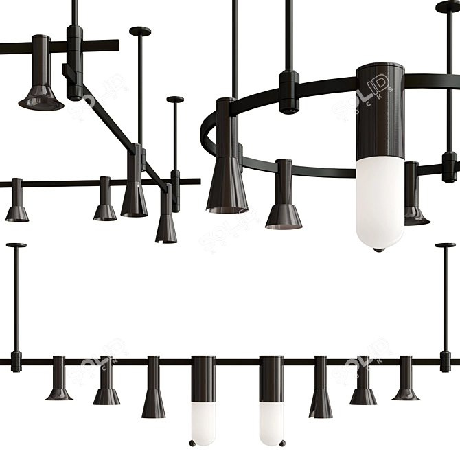 Sleek Track Lighting: AUROOM BLACK 3D model image 1