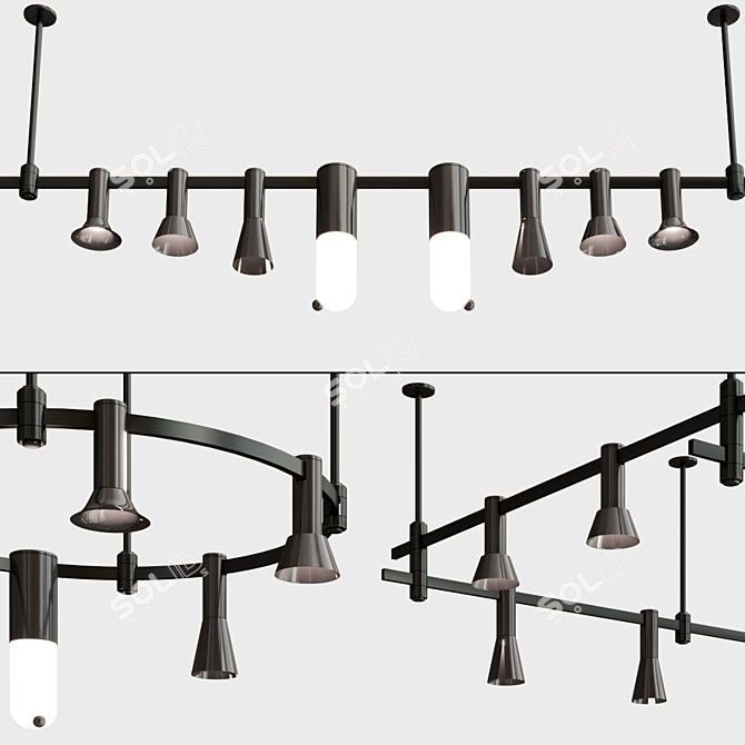 Sleek Track Lighting: AUROOM BLACK 3D model image 2