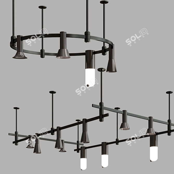 Sleek Track Lighting: AUROOM BLACK 3D model image 3