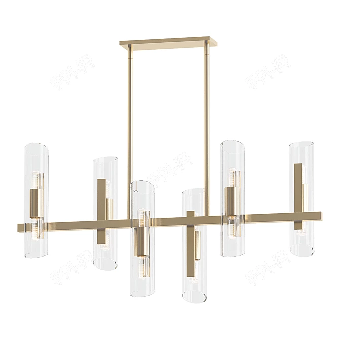 Samantha Brass Chandelier: Elegant 12-Light Fixture 3D model image 1