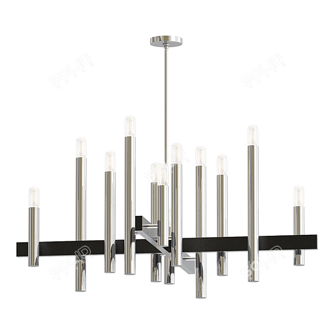 Elegant Helsinki Brushed Nickel Chandelier 3D model image 1