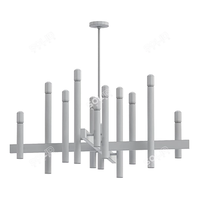 Elegant Helsinki Brushed Nickel Chandelier 3D model image 2