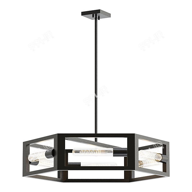 Modern Matte Black Chandelier: Urban Oasis 3D model image 1