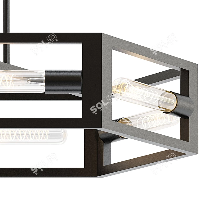 Modern Matte Black Chandelier: Urban Oasis 3D model image 2