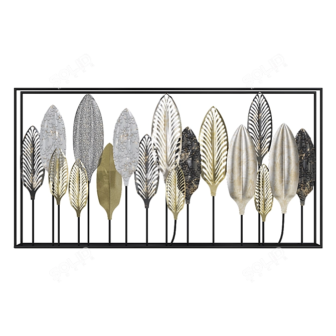 Elegant Leaf Wall Décor 3D model image 1