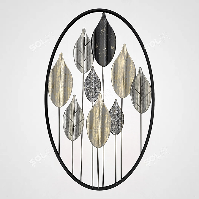 Elegant Leaf Wall Decor 3D model image 2