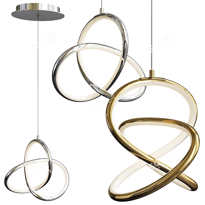 Sleek LED Pendant Light 3D model image 1