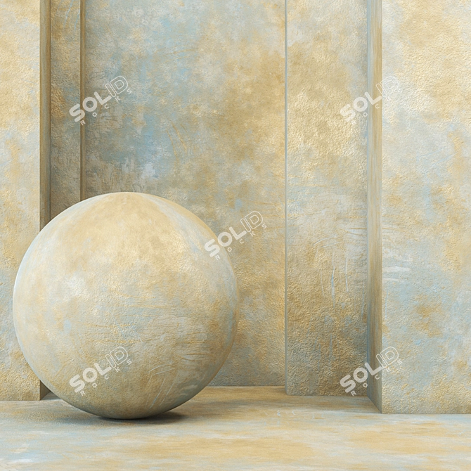 Gold Patina Wall Texture 4k 3D model image 2