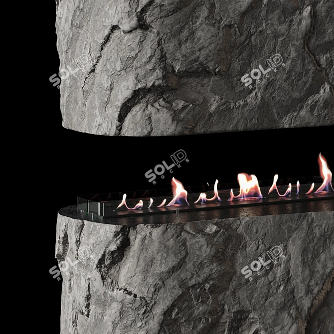 Rock Bioethanol Fireplace 3D model image 4