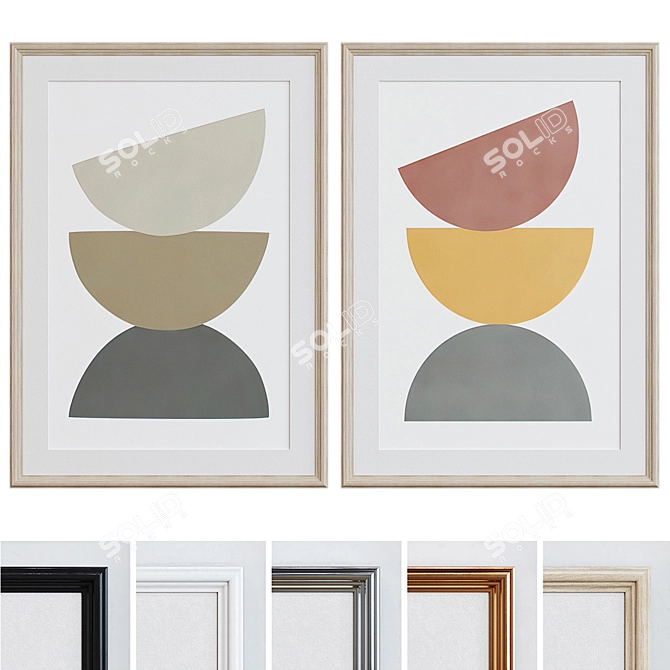 Modern Abstract Picture Frame Set 3D model image 1