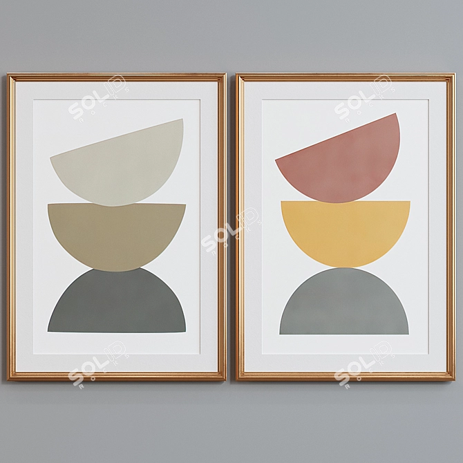Modern Abstract Picture Frame Set 3D model image 4