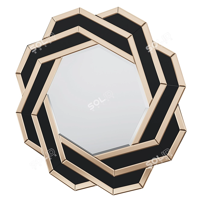 Elegant Amber & Black Mirror 3D model image 1