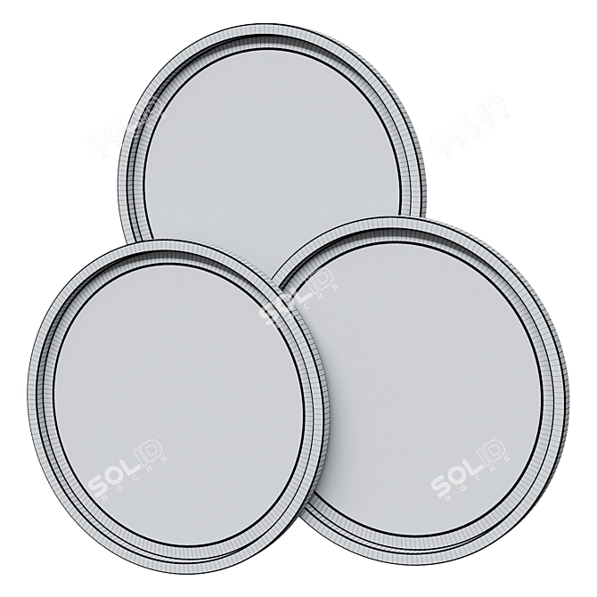 Sensation Round Mirror - Stylish Stainless Steel Mirror 3D model image 2