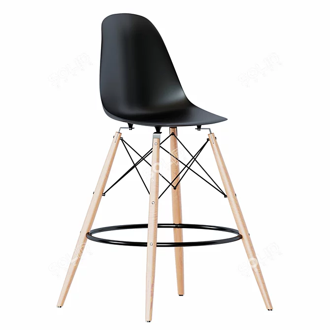 Elegant Eames Bar Chair 3D model image 1