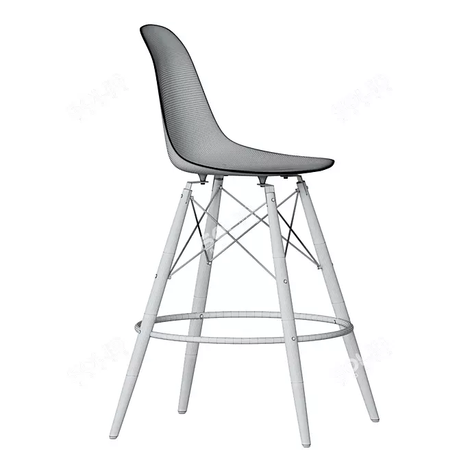 Elegant Eames Bar Chair 3D model image 3