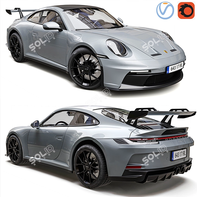 Sleek Porsche 911 GT3 2022 3D model image 1