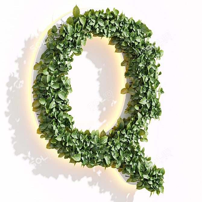 Artificial Office Wall Plants Letters 3D model image 3