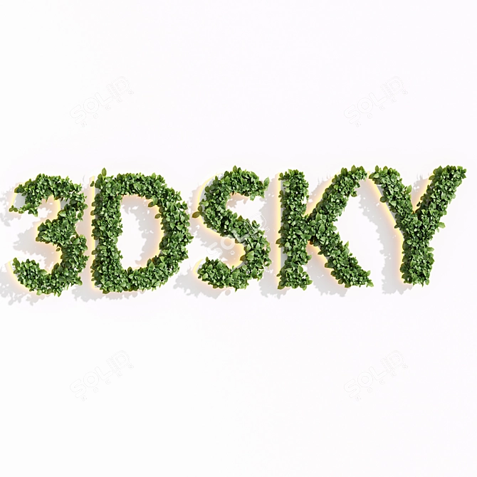 Artificial Office Wall Plants Letters 3D model image 4