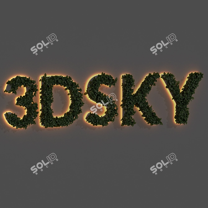 Artificial Office Wall Plants Letters 3D model image 6