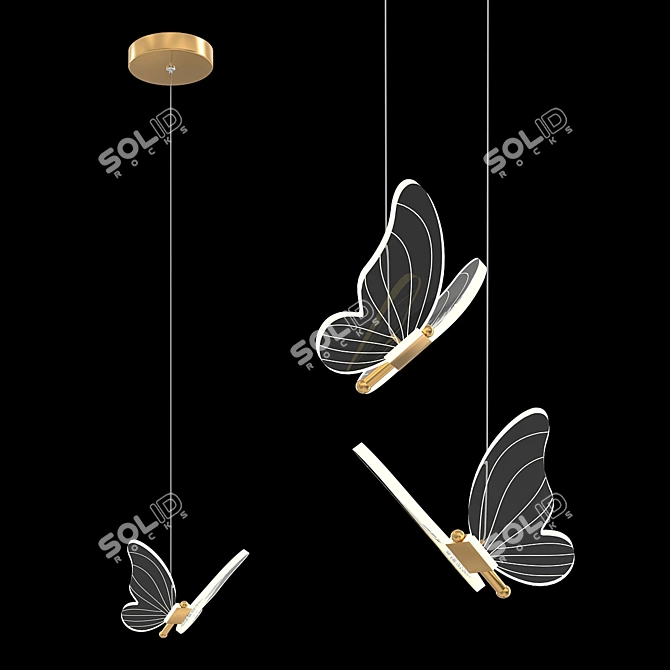 Scandinavian Style LED Butterfly Pendant Light 3D model image 1