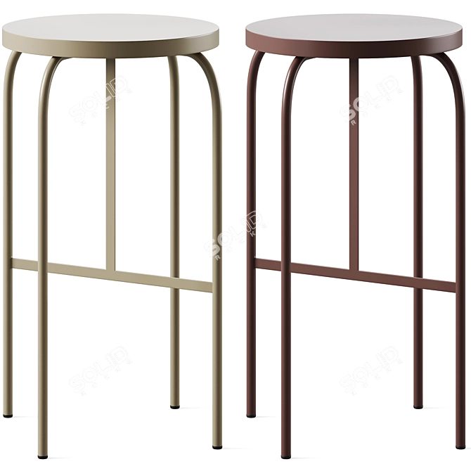 Rustic Shaker Stool: Golden Brown & Grey 3D model image 1