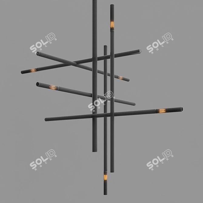 Sophisticate Chandelier with Tubular Shades 3D model image 3