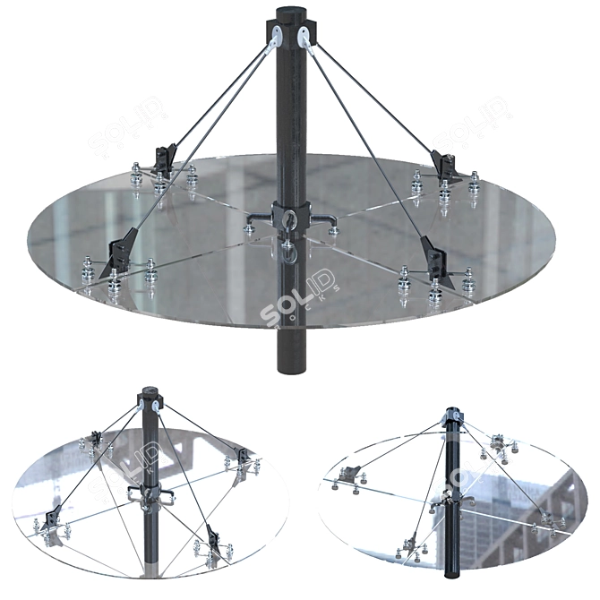 Elegant Glass Canopy for Pillars 3D model image 4
