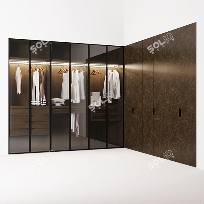 Flou Glass Door Pool Wardrobe 3D model image 1