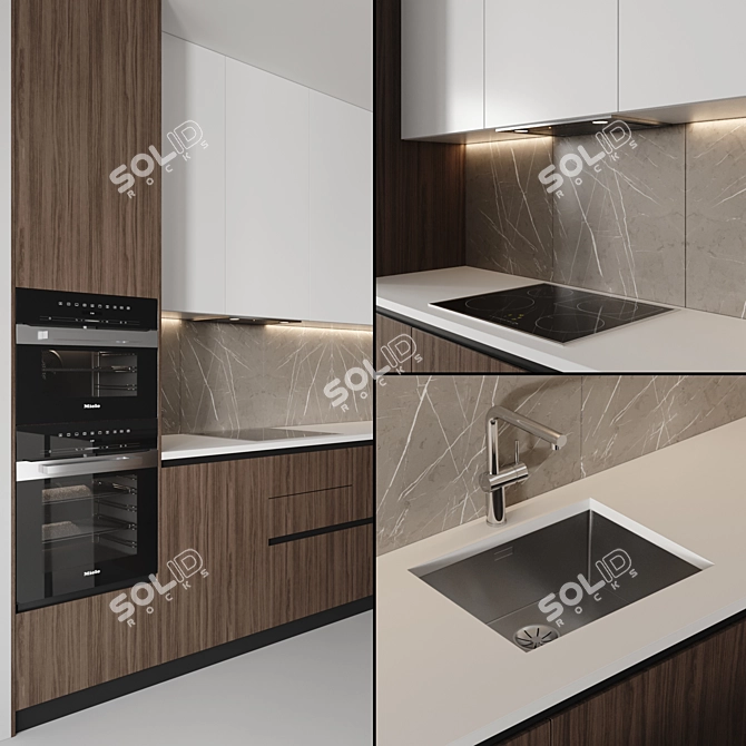 Sleek Modern Kitchen Design 3D model image 4