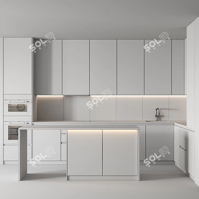 Sleek Modern Kitchen Design 3D model image 5