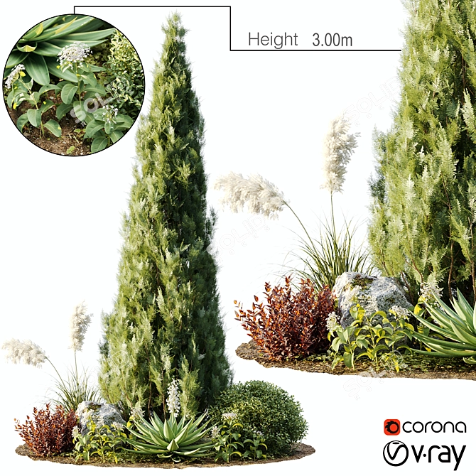 Versatile Outdoor Plant Set for All Your Needs 3D model image 1