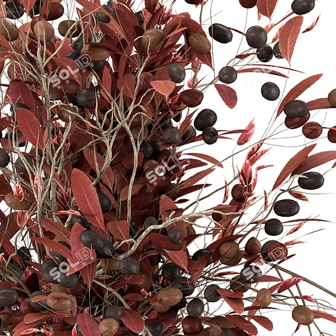 Red Branch Bouquet in Red Vase 3D model image 2