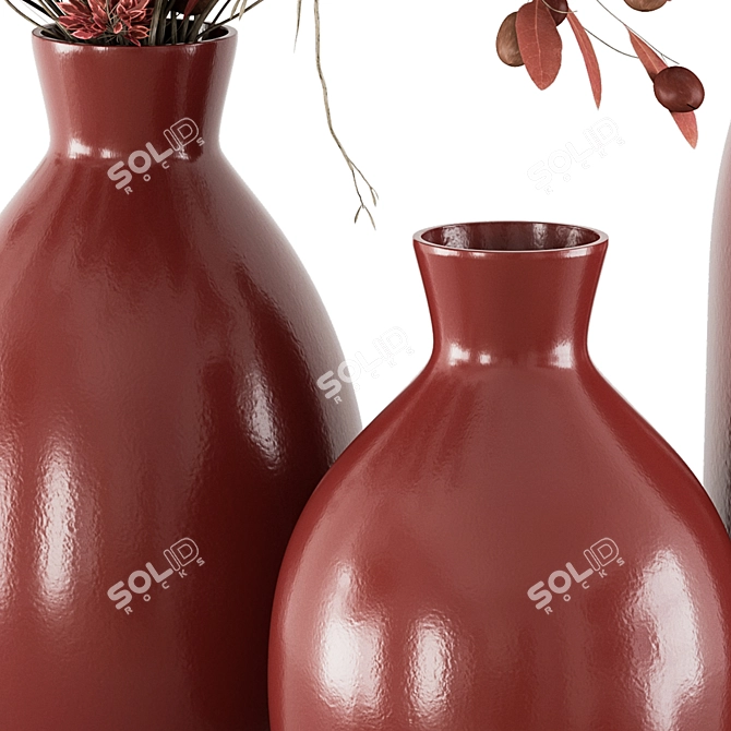 Red Branch Bouquet in Red Vase 3D model image 7