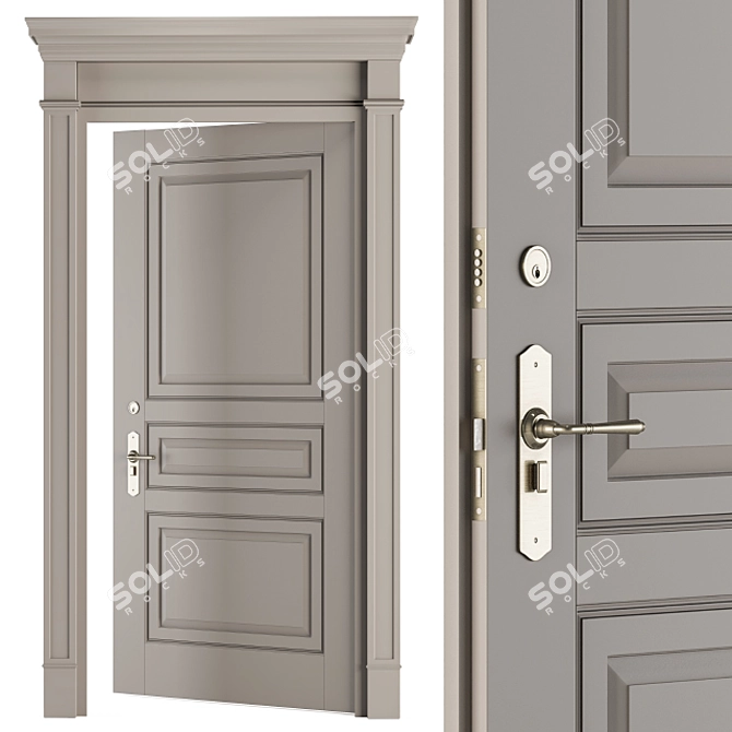 Vintage Cream Door - Set 35 3D model image 1