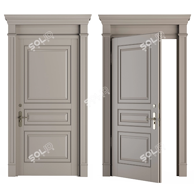 Vintage Cream Door - Set 35 3D model image 9