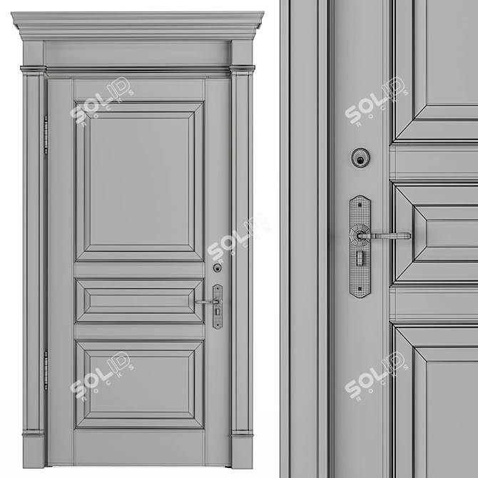 Vintage Cream Door - Set 35 3D model image 12