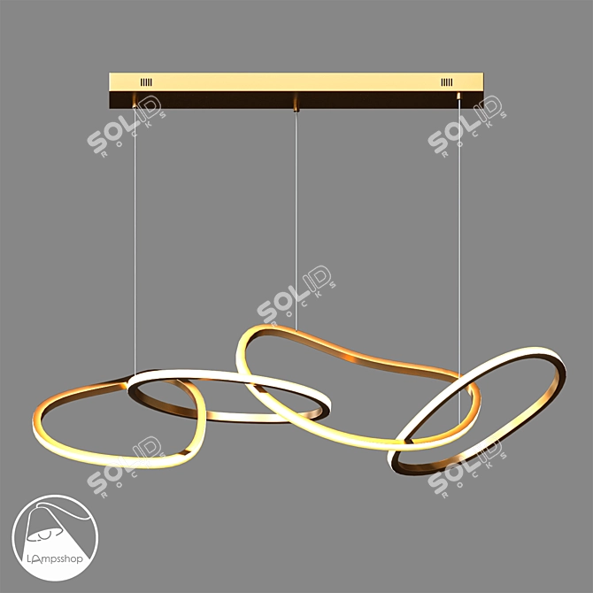 Crooked Ring Chandelier: Elegant Lighting for Modern Spaces 3D model image 1