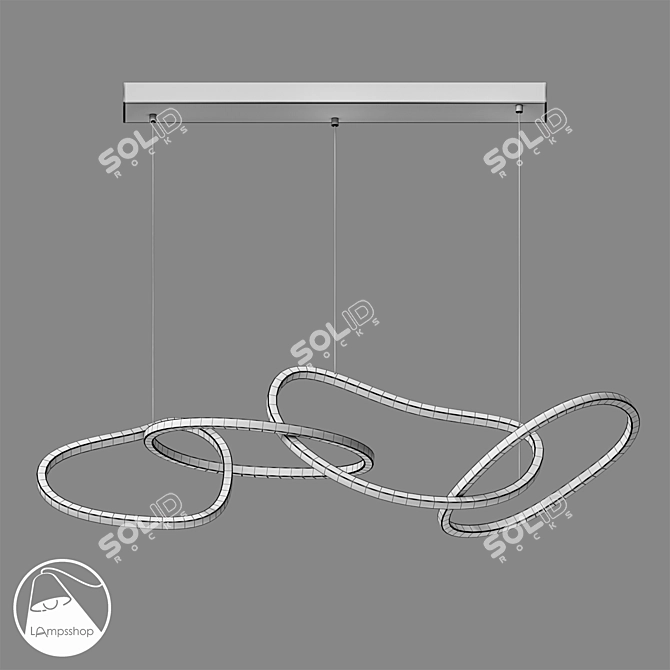 Crooked Ring Chandelier: Elegant Lighting for Modern Spaces 3D model image 2