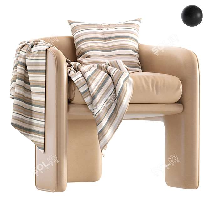 Elegant Leather Armchair Set 3D model image 1