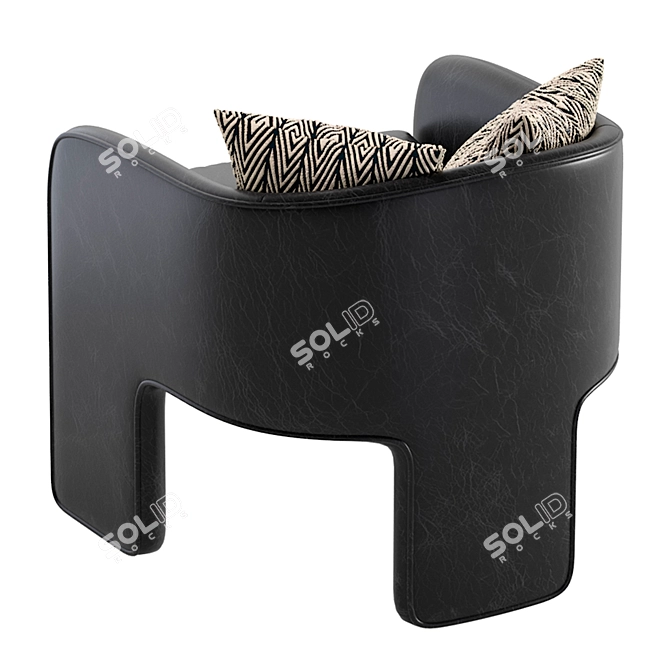 Elegant Leather Armchair Set 3D model image 4