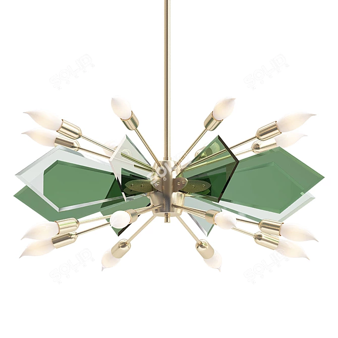 Elegant Italian Glass Chandelier 3D model image 1