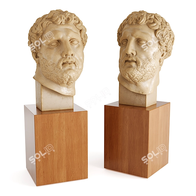 Marble Greek Head Sculpture 3D model image 4