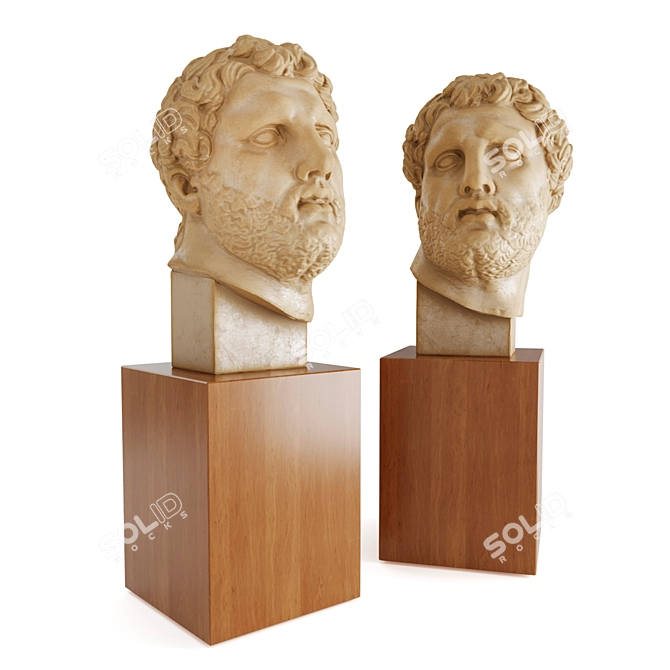 Marble Greek Head Sculpture 3D model image 5