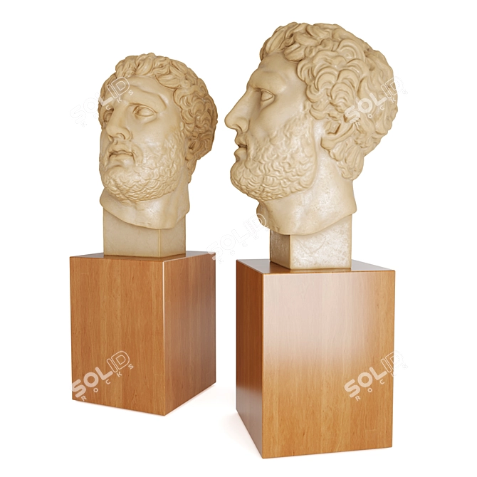 Marble Greek Head Sculpture 3D model image 2