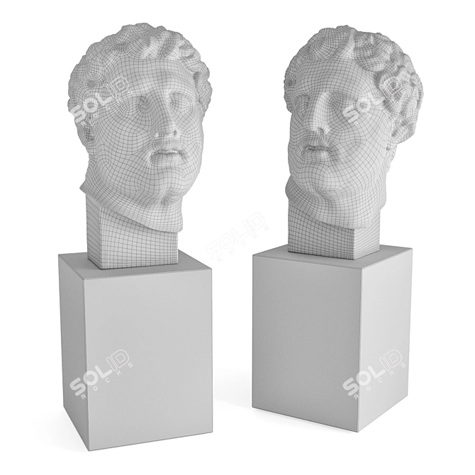 Marble Greek Head Sculpture 3D model image 3