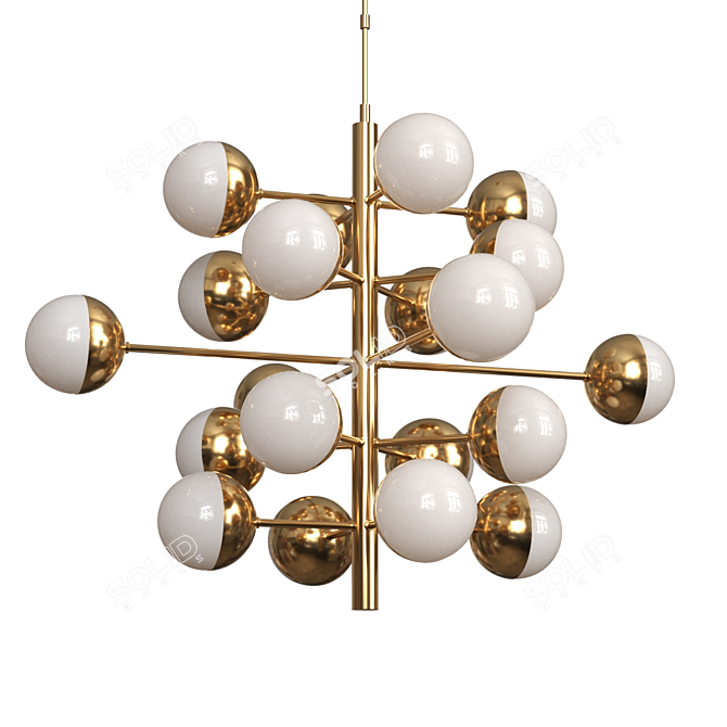 Sleek 20 Globe Chandelier | MidCentury Modern 3D model image 1