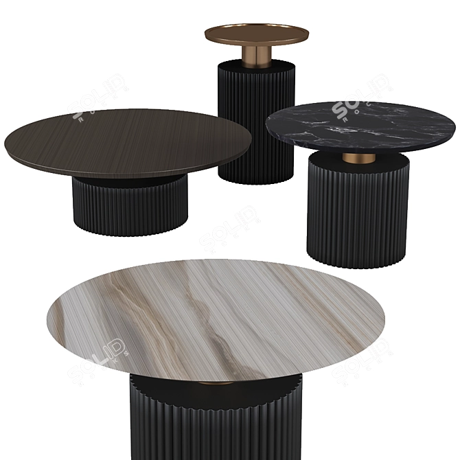 Elegant Marble Coffee Table Set 3D model image 1